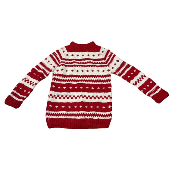 Hand Knit Mock Neck Nordic Pattern Sweater - Picture 3 of 8